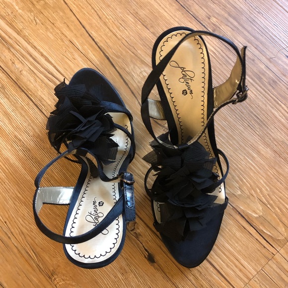 Platinum BP Black Satin Sandals - Picture 3 of 12